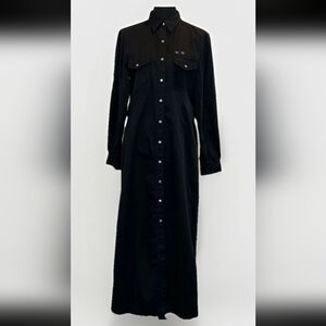 Lauren Ralph Lauren VTG Safari Outfitters Utility Black Maxi Shirt Dress Size 8